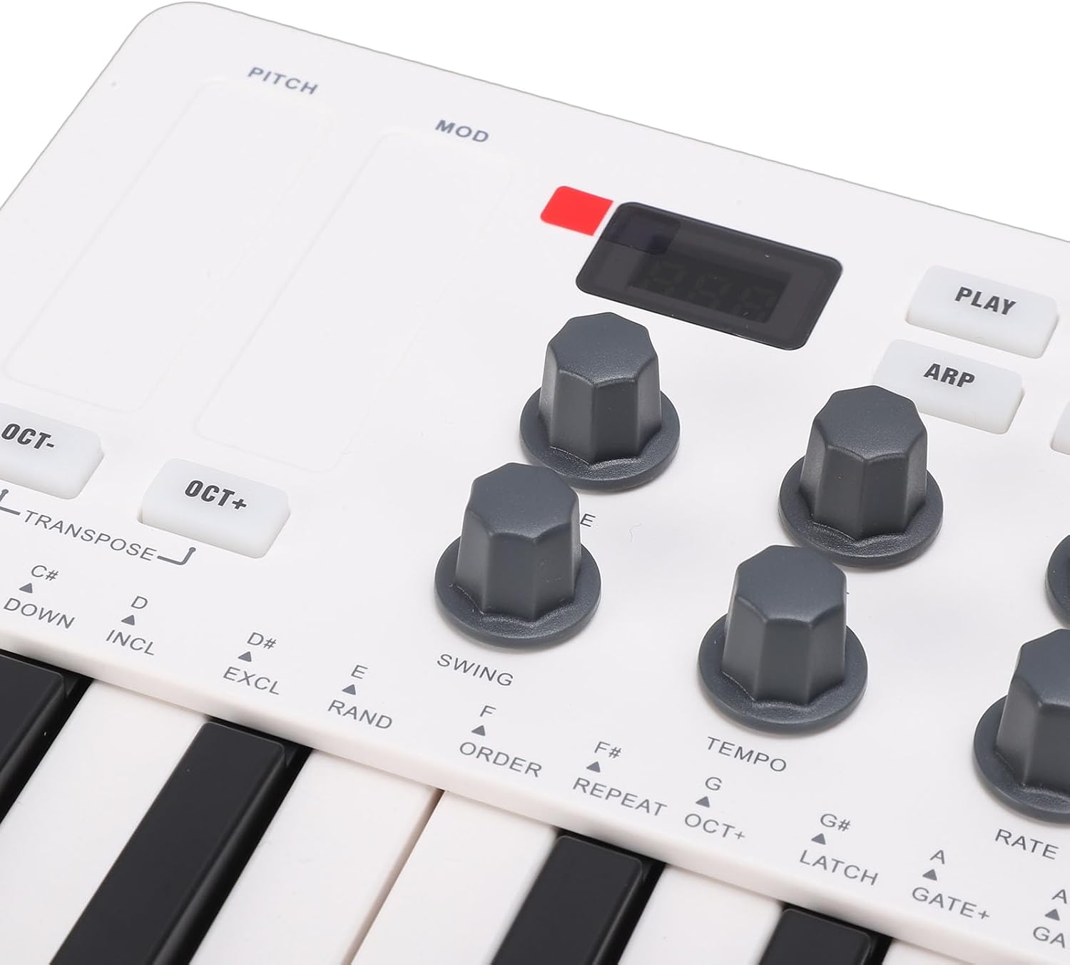 Asixxsix 25 Key Midi Keyboard Controller, with 8 Backlit Drum Pads, 8 Knobs, Portable Beat Maker Machine for Music Production, Velocity Sensitive, LED Display, Arpeggiator