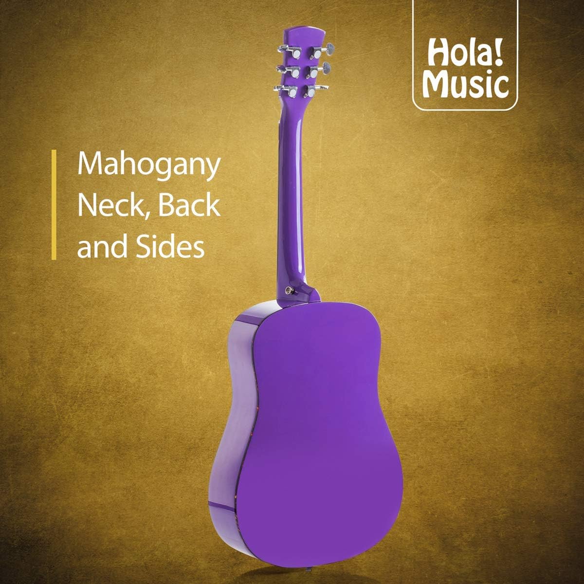 Hola! Music 3/4 Size Acoustic Guitar Bundle for Beginners, 6 String Beginner Solid Spruce Top Acoustic Guitar With Rosewood FIngerboard, 36 inch, Purple