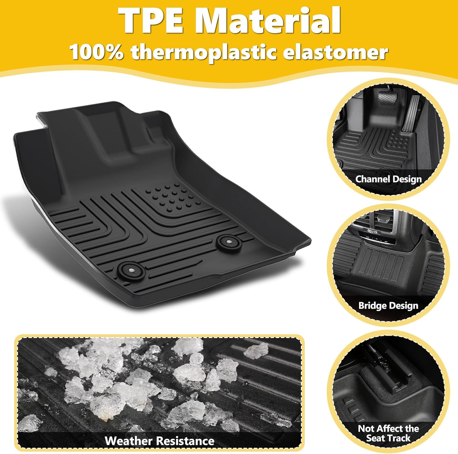 Floor Mats & Cargo Liner for Buick Envision 2021-2025 2026 All Weather Automotive TPE Set Anti-Slip Waterproof Floor Liners Accessories (Car Mats+Trunk Mat) Black