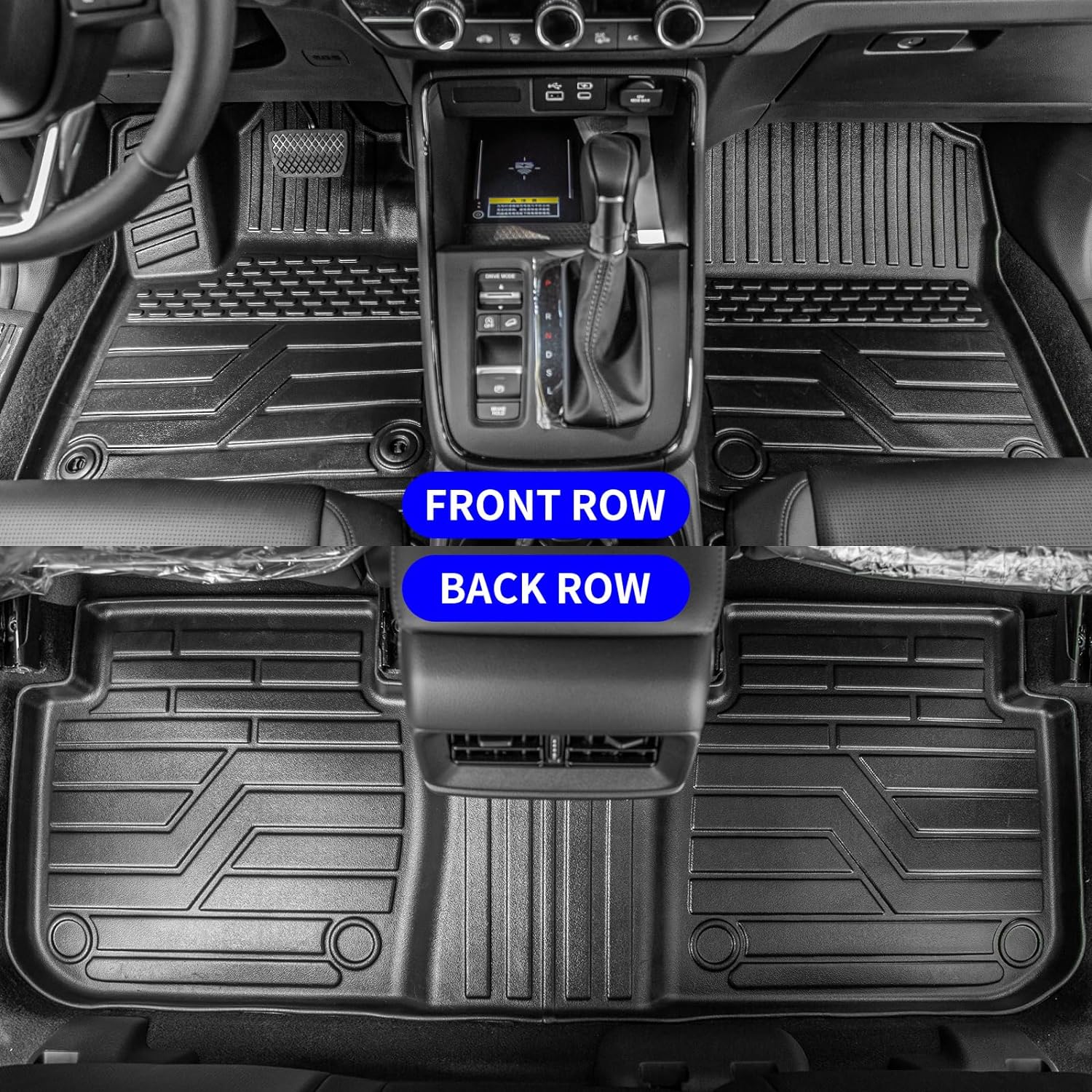 Rongtaod Floor Mats Compatible with 2023 2024 2025 2026 Honda CRV (Include Hybrid) Cargo Mat Trunk Mat Cargo Liner Back Seat Cover CR-V Accessories (Fit Upper Deck, Trunk Mat+Backrest Mats+Floor Mats)