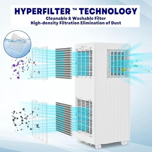 8000 BTU Portable Air Conditioner, Remote Control Air Conditioner with 24 Hour Timer, Cools up to 350 Sq. Ft. Low Noise/Energy Saving/Cooling for Bedroom, Office, White