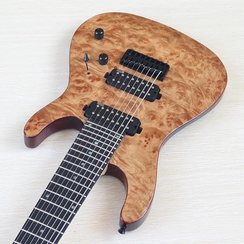 8-String Electric Guitar, 39-Inch Full Size, Natural High Gloss Finish, Tree Burl Top,24-Fret(M1)