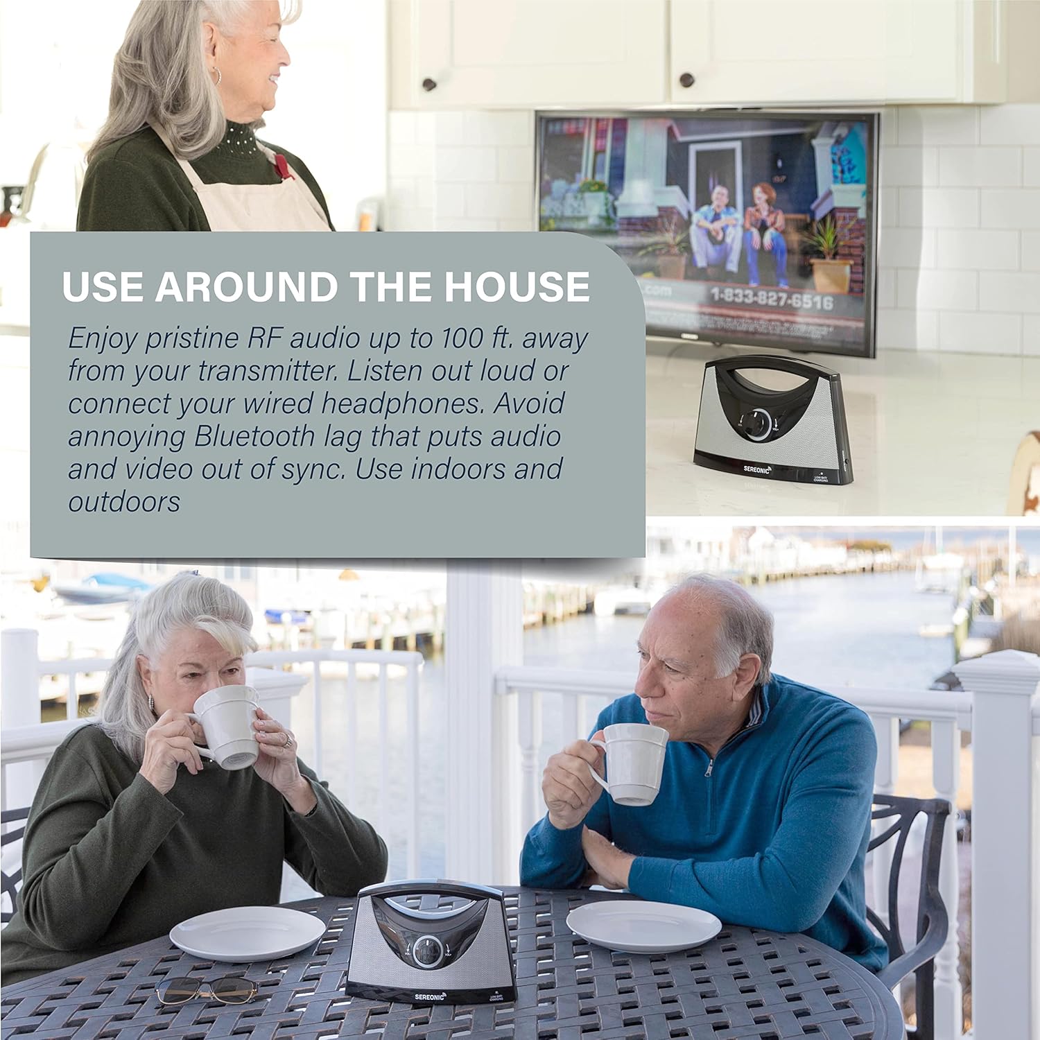 Portable Wireless Speakers for Smart TV - Ideal for TV Watching Without The Blaring Volume - Designed for Hard of Hearing, Elderly, and Seniors - 100ft Range