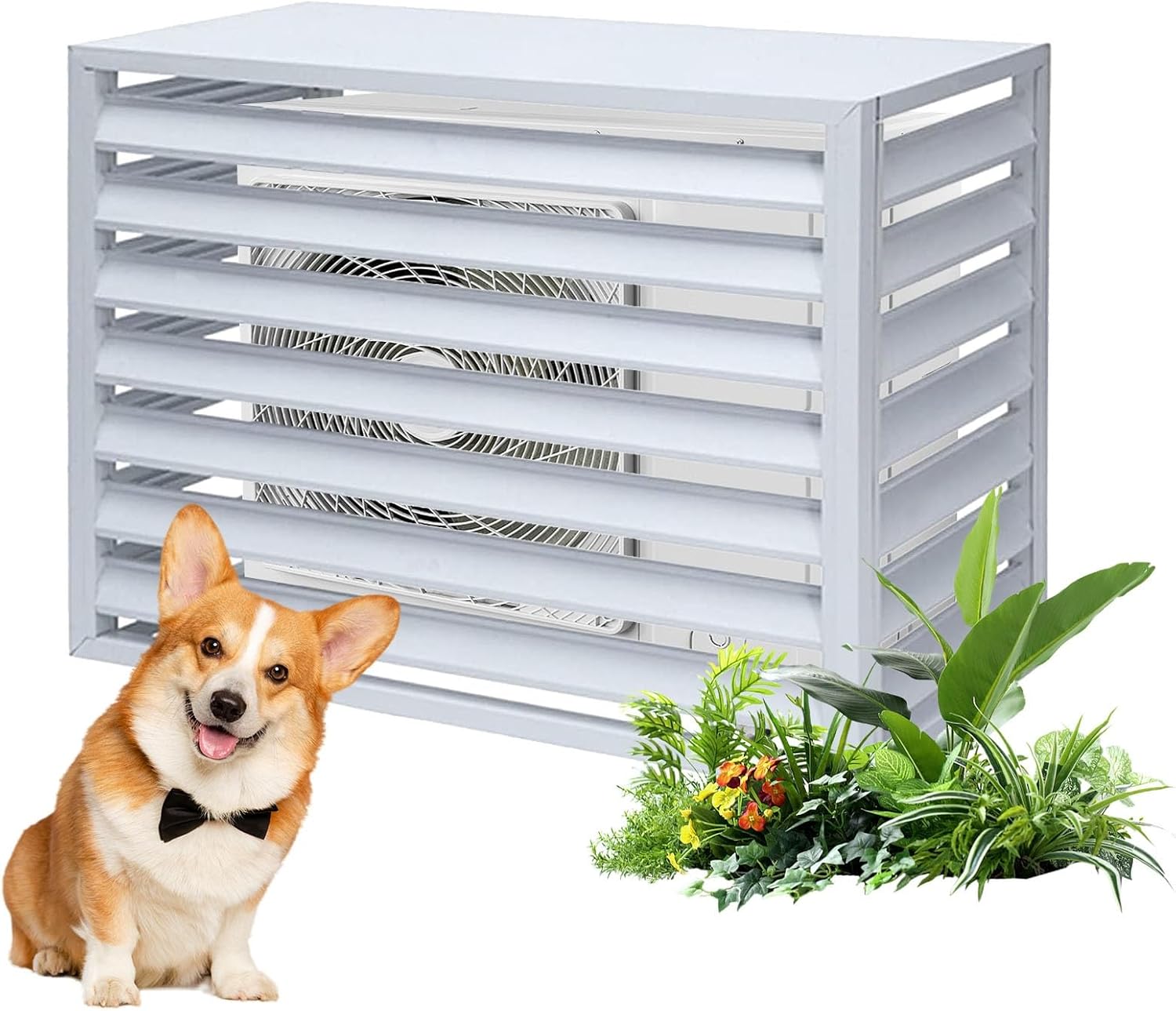 Aluminum Air Conditioner and Heat Pump Cover, Ac Unit Covers Outdoor, Privacy Screens Fence Panels for Air Conditioners Trash Bins(White,110cm)