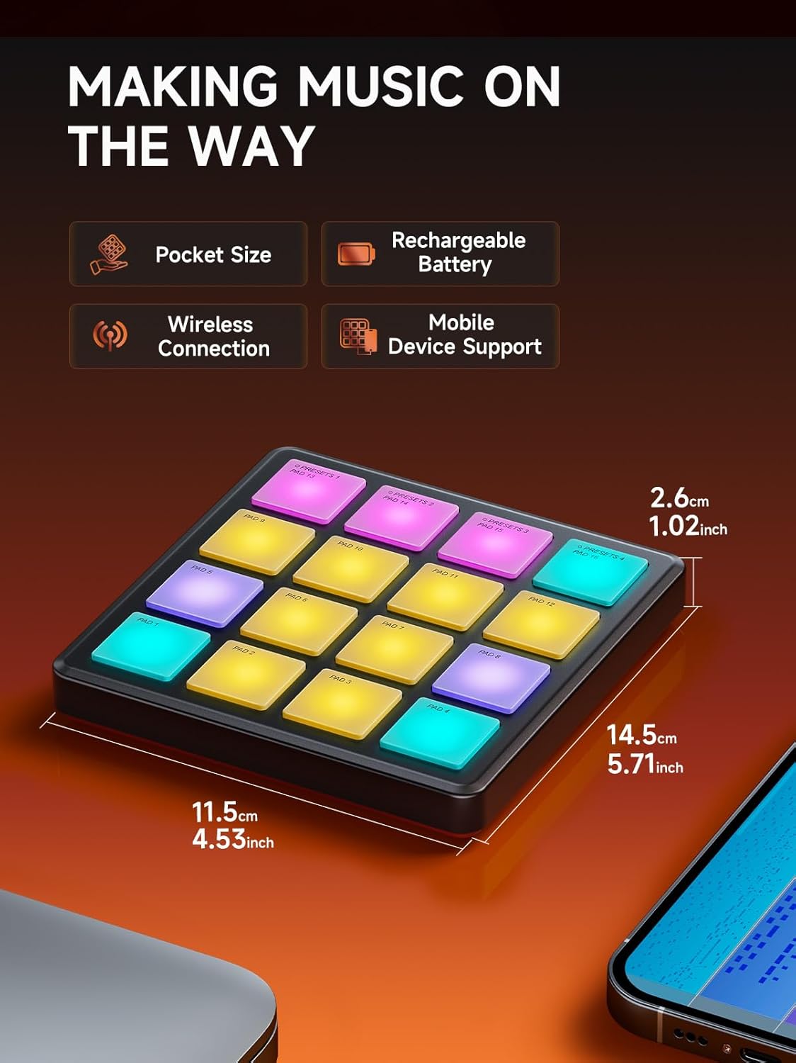 Donner USB-C MIDI Keyboard Controller+Donner MIDI Controller Pad Beat Maker Machine