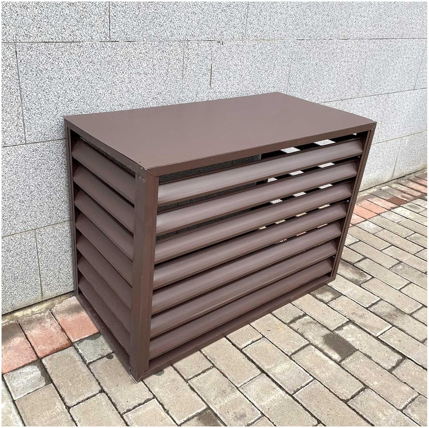Air Conditioner Cover For Outside Unit Aluminum Air Conditioner Fence Screen Rack Air Conditioner Flower Stand For Garden Patio Waterproof Brown White Grey (Color : Brown, Size : 1