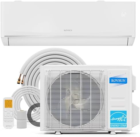 ROVSUN 9,000 BTU Mini Split AC/Heating System with Inverter, 24 SEER2 Energy Saving 115V Ductless Split-System Air Conditioner with Pre-Charged Condenser, Heat Pump, Remote Control & Installation Kit