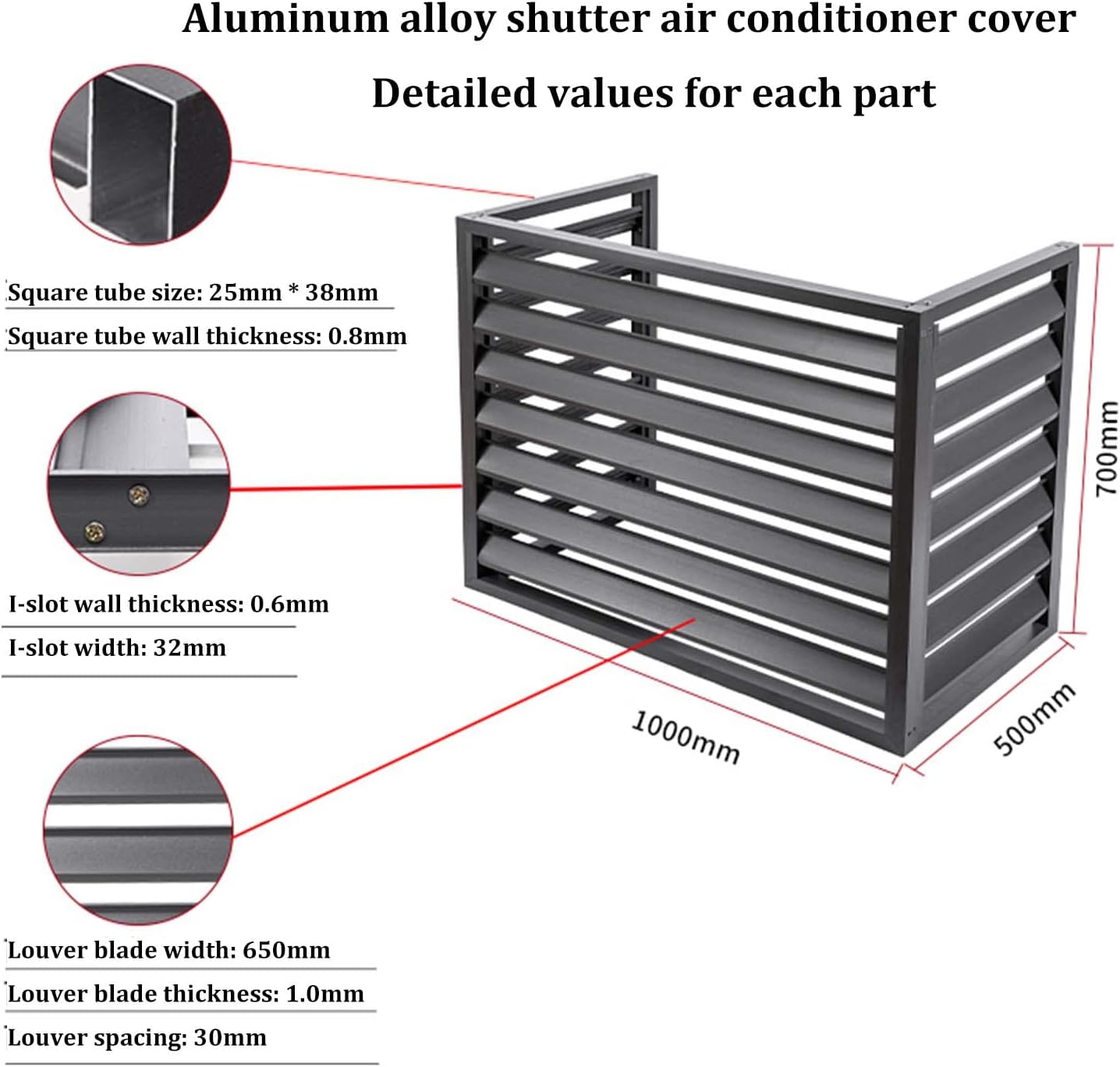 Outdoor Hid Air Conditioning Cover Privacy Screen Fence, All-Weather Anti-Theft aluminum Ac Protective Cover,Condensing Unit Protective Cover,Pool Equipment Privacy Screen Trash Can Enclosure