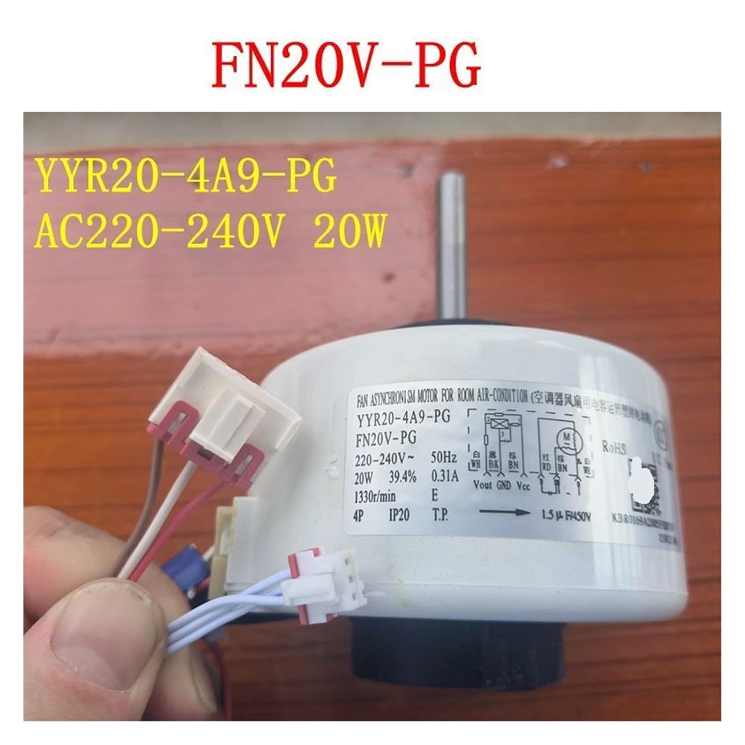 Air Conditioning Fan Motor for Room,Compatible for Gree FN20V-PG YYR20-4A9-PG,AC220-240V 20W Parts