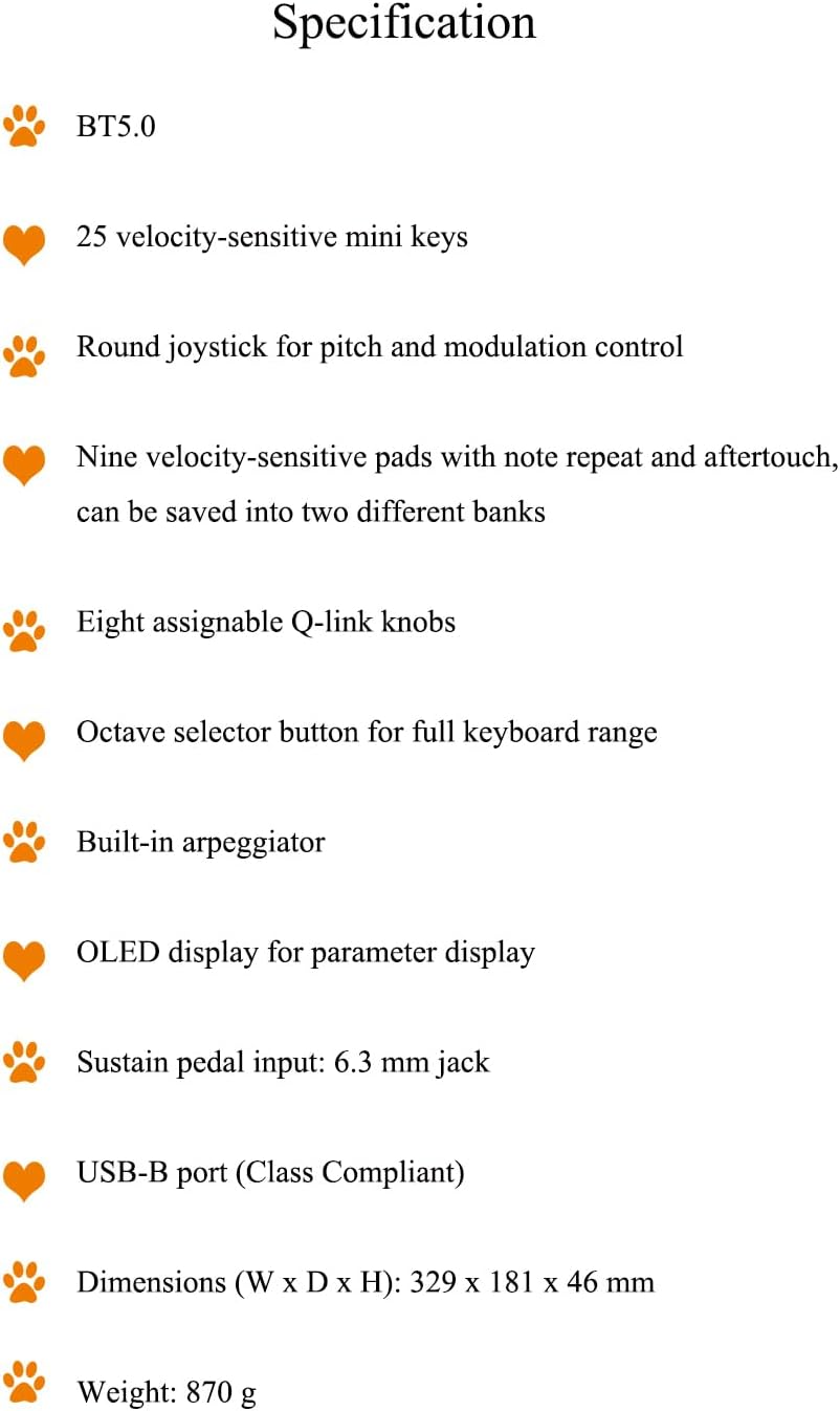 25 Key USB MIDI Keyboard Controller With Bluetooth, Professional Mini Midi Keyboard with OLED Screen, Beat Maker Machine for Music Production, Software Included, EMK-25 White