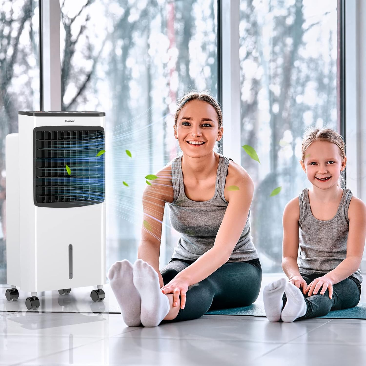 COSTWAY Evaporative Cooler, 3-in-1 Air Cooler with Remote Control, 3-Mode, 3-Speed and 7.5H Timer Function, Include Ice Boxes, Water Tank and Casters, Portable Air Conditioner for Room Home Office