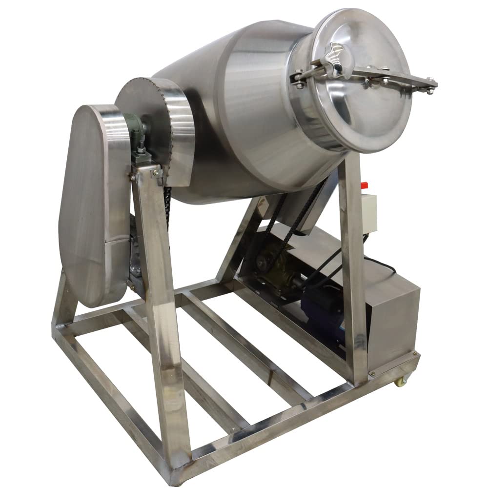 Stainless Steel Dry Powder Mixer Metal Powder Blender Granular and Food Drum Mixing Machine, 110V, 3KW, 60L