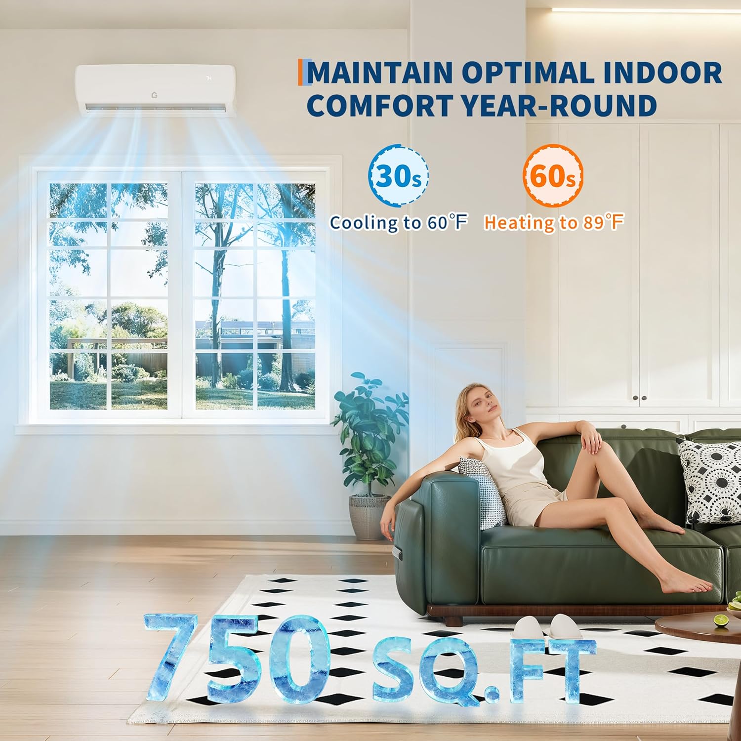 Ultra-Quiet 42dB |12000 BTU 19 SEER Ductless Mini-Split Air Conditioner Heat Pump | 3-in-1 Cooling, Heating & Dehumidifying | 230V White Inverter AC System | Includes 10ft Pre-Flared Line Set