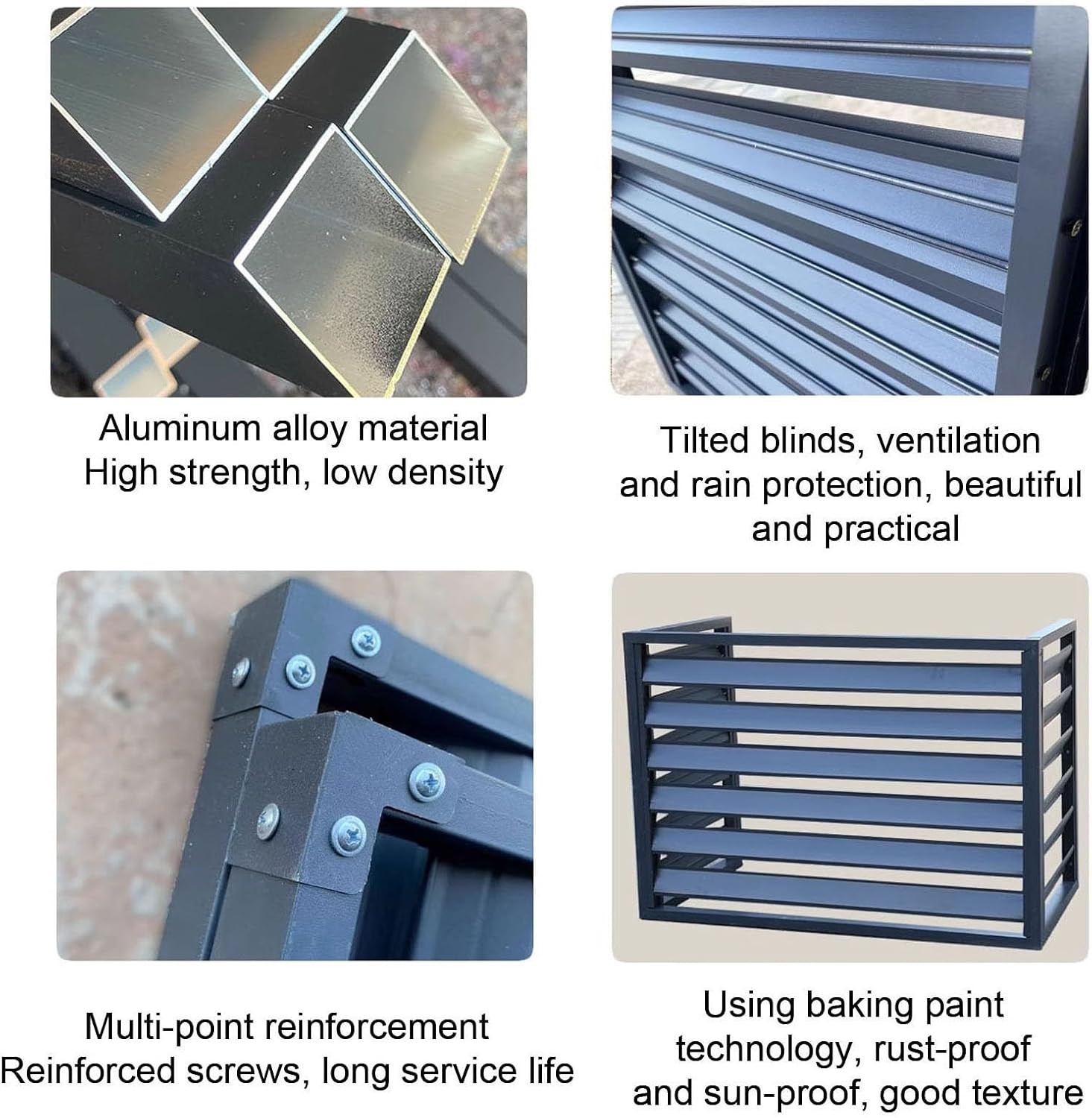 Air Conditioner Covers for Outside Units, Aluminum Air Conditioner Fence with Top Cover, Organize The Garden, for Plant Rack Privacy Screens(Brown,110cm)