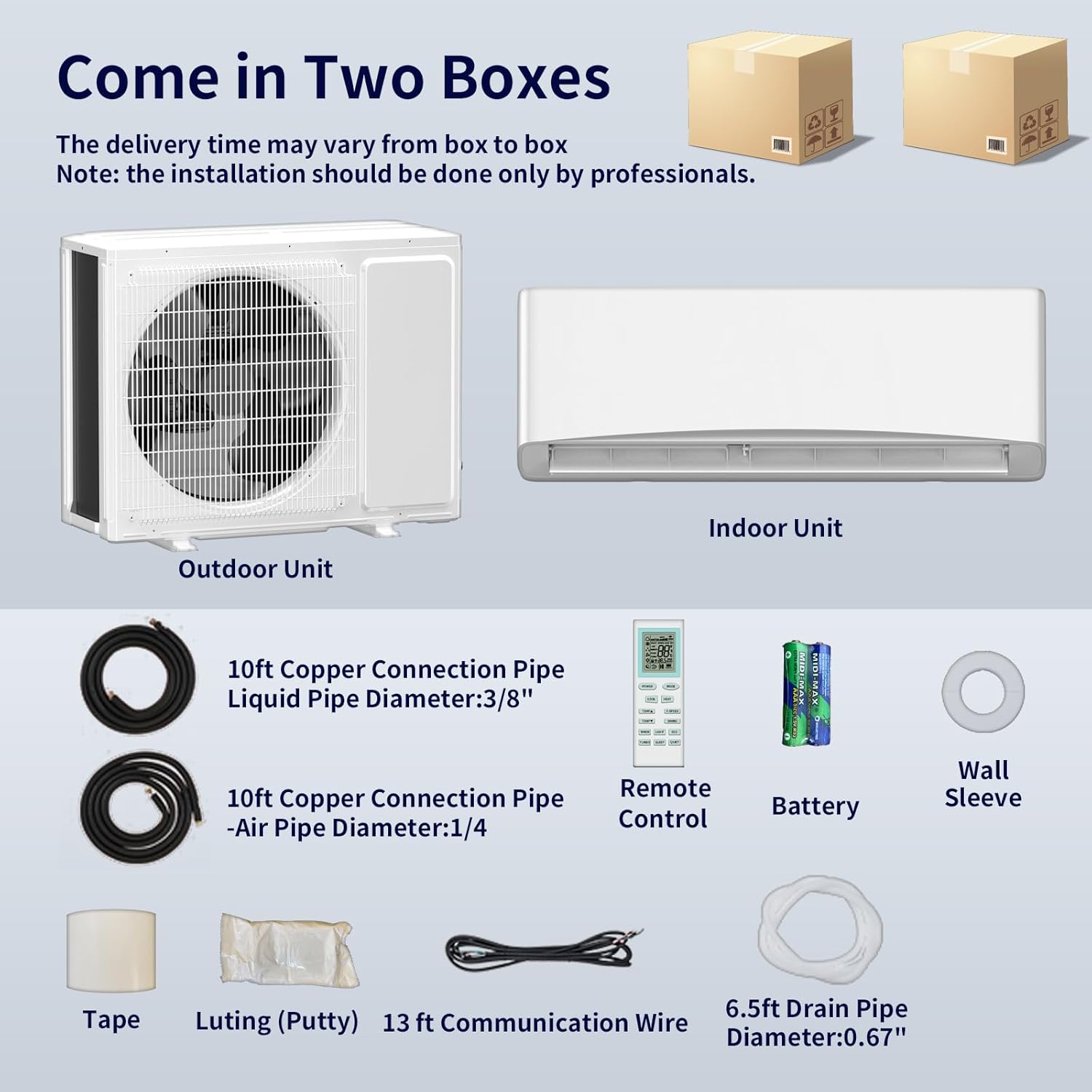 Mini Split AC/Heating System, Energy Efficient Inverter AC Unit with 1 Ton Heat Pump, 12000 BTU Air Conditioner, Coverage Area Up to 750 Sq.Ft 115V