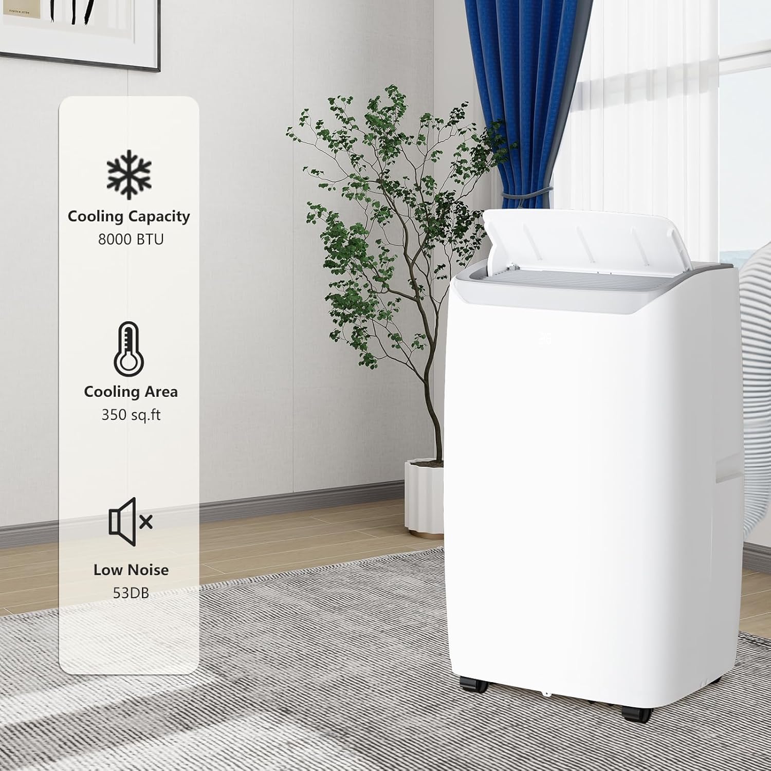 12000 BTU Portable Air Conditioner, 3-In-1 (Cool/Dehumidify/Fan) with Remote,Wheels and LED Touch Control & 24H Timer, Air Conditioners Cools Rooms Up to 550 Sq.Ft for Home, Office & Living Room