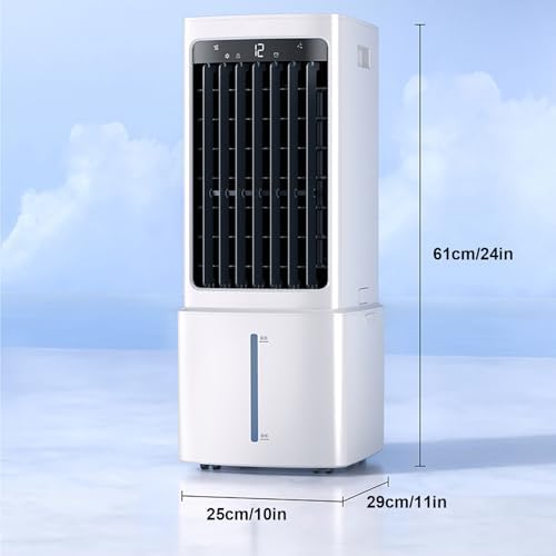 3-In-1 Swamp Cooler Fan, Evaporative Air Cooler With Display & Remote, Portable Air Conditioners with 2.4 Gal Tank, 4 Ice Packs, 3 Speeds, 3 Modes, 12H Timer For Bedroom