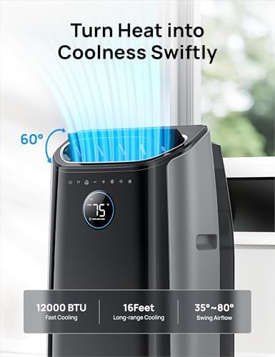 Dreo Portable Air Conditioners, 12,000 BTU AC Unit for Bedroom with Drainage-free Cooling, 46dB Quiet, APP/Voice/Remote, 24h Timer with Fan & Dehumidifier, Smart Standing AC for Room Indoors, AC515S