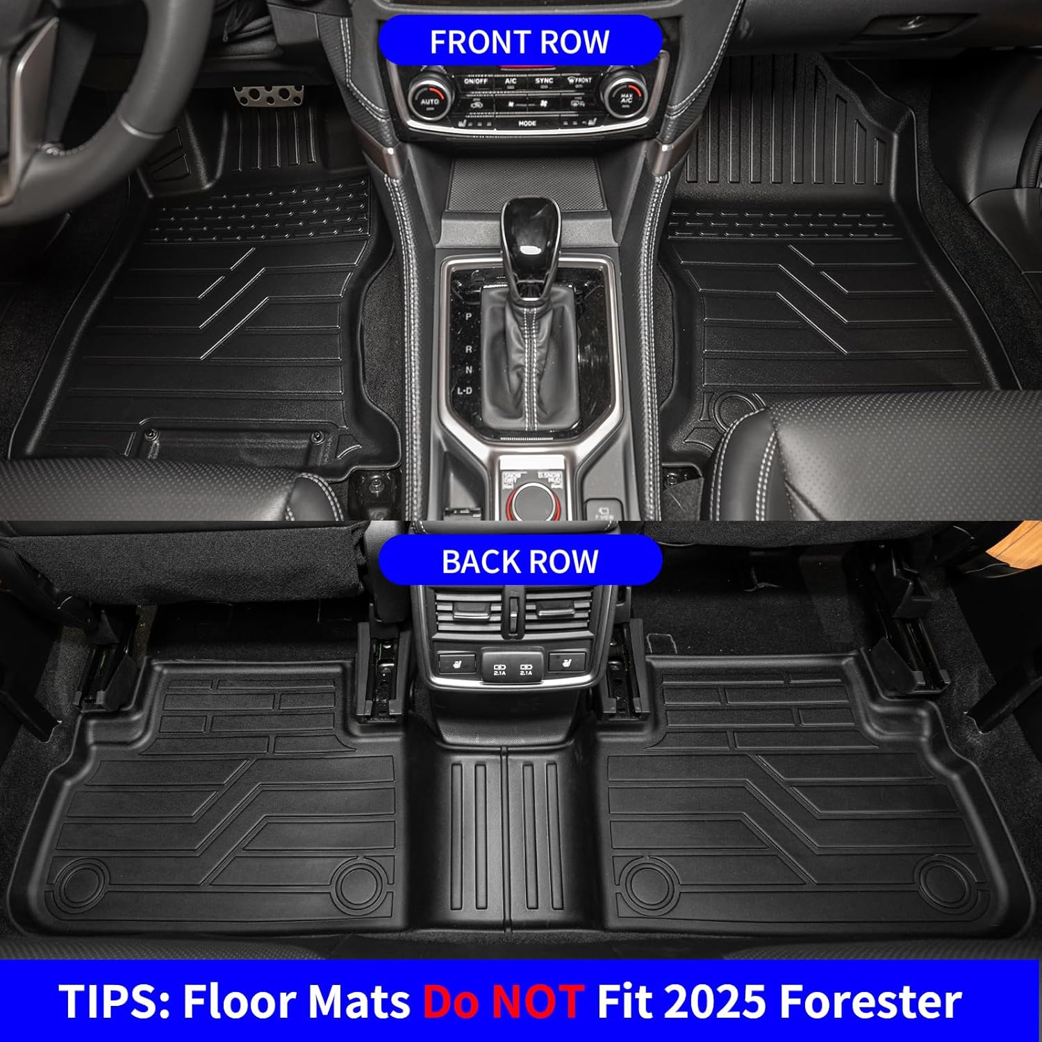 Rongtaod Floor Mats Compatible with 2019-2024 Subaru Forester Trunk Mat Cargo Mat Cargo Liner Back Seat Cover Protector 2023 Forester Accessories (Trunk Mats+Backrest Mats+Floor Mats)