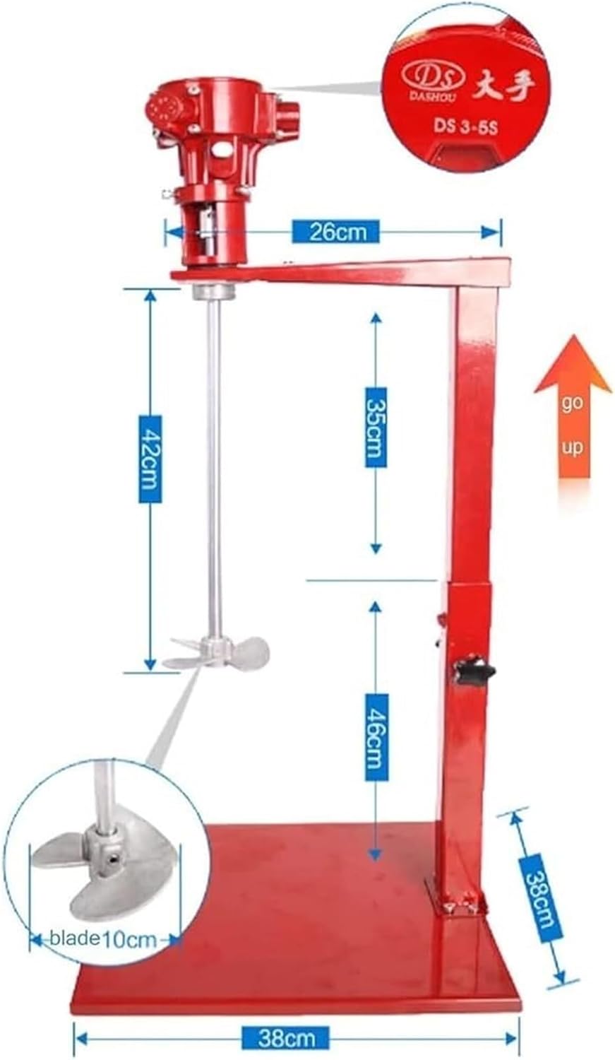 Gal/20L Pneumatic Paint Mixer Stirrer - Stainless Steel Liquid Coating Agitator for Paint Dye Hydrosol Mixing - 2600r/min - Lifting Paint Stirring Machine