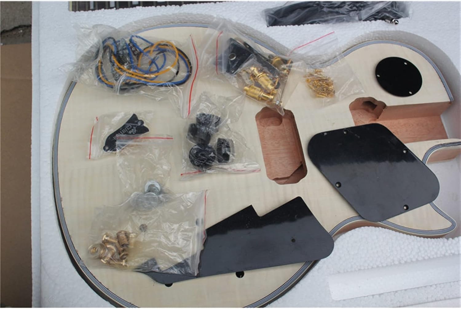 38 Inches Classic DIY 6 String Electric Guitar DIY Kit with Gold Plated Hardware Unfinished Guitar Set