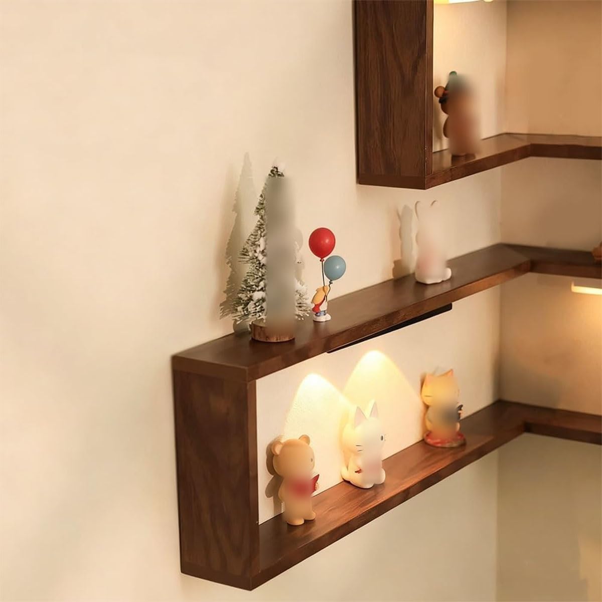 Illuminated Corner Shelf with Remote, Smart Shelves That Light up Your Space, Wooden Corner Wall Shelves with Light for Figurines and Collectibles, Modern Wall-Mounted Display Rack Stand(3pcs)