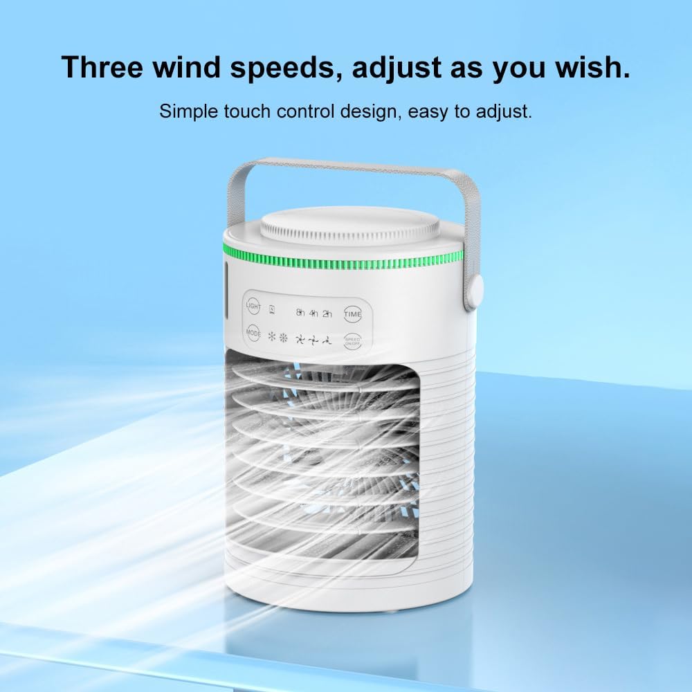 ele ELEOPTION Portable Air Conditioners with 3 Speeds Mini Ac Unit for Bedroom Air Cooler for Room Car Ac for Outdoor Camping Small Desktop Cooling Fan