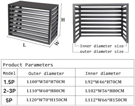 Heavy Duty Privacy Screen Fence Outdoor Air Conditioner Cover Aluminum Alloy Space Divider Trash Can Enclosure Hid Air Conditioning Rack Flower Stand Protective Grilles For Pool Pumps(Black no top,110