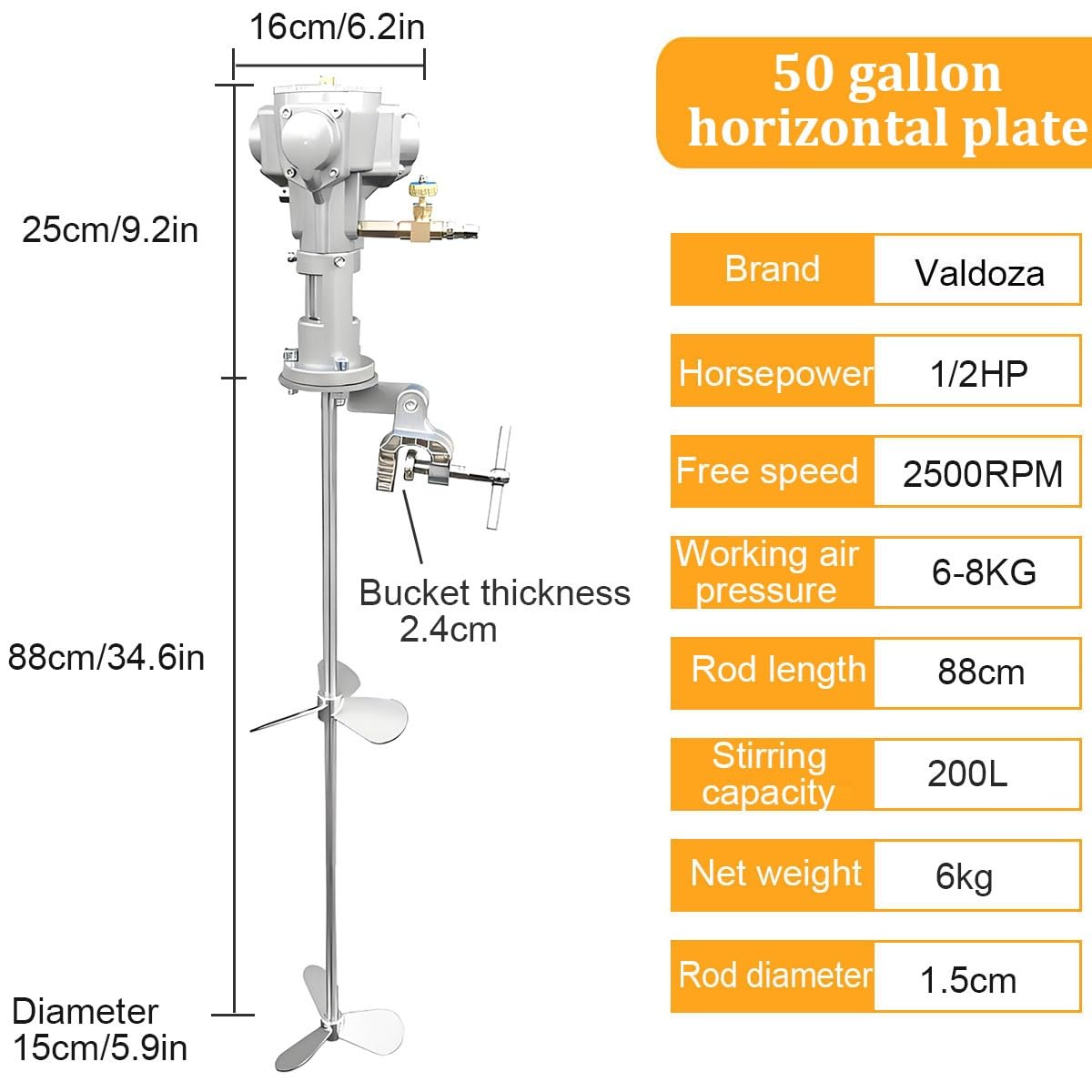 55 Gallon Pneumatic Mixer Air Powered Drum Stirrer, Automatic Paint Stirring Machine, Industrial Pneumatic Mixing Machine, for Paint, Fluids, Manufacturing, Labs, Industrial Use(50 Gallon)