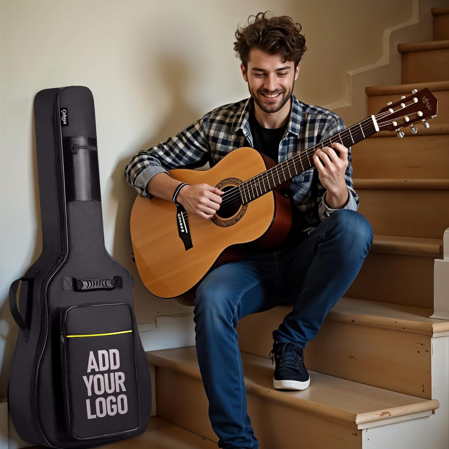 Personalized Guitar Gig Bag with Custom Name or Logo, Soft Guitar Case for Acoustic Guitar – 43.5in Water Resistant Padded Bag with Shoulder Straps, Pockets, and Shockproof Bottom, Personalized Gift