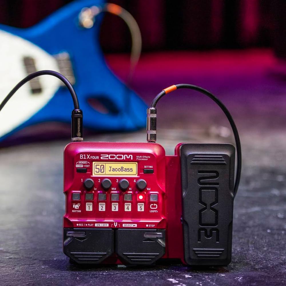 Zoom B1X Four Bass Multi-Effects Processor with Expression Pedal, with 70+ Built-in Effects, Amp Modeling, Looper, Rhythm Section, Tuner, Battery Powered