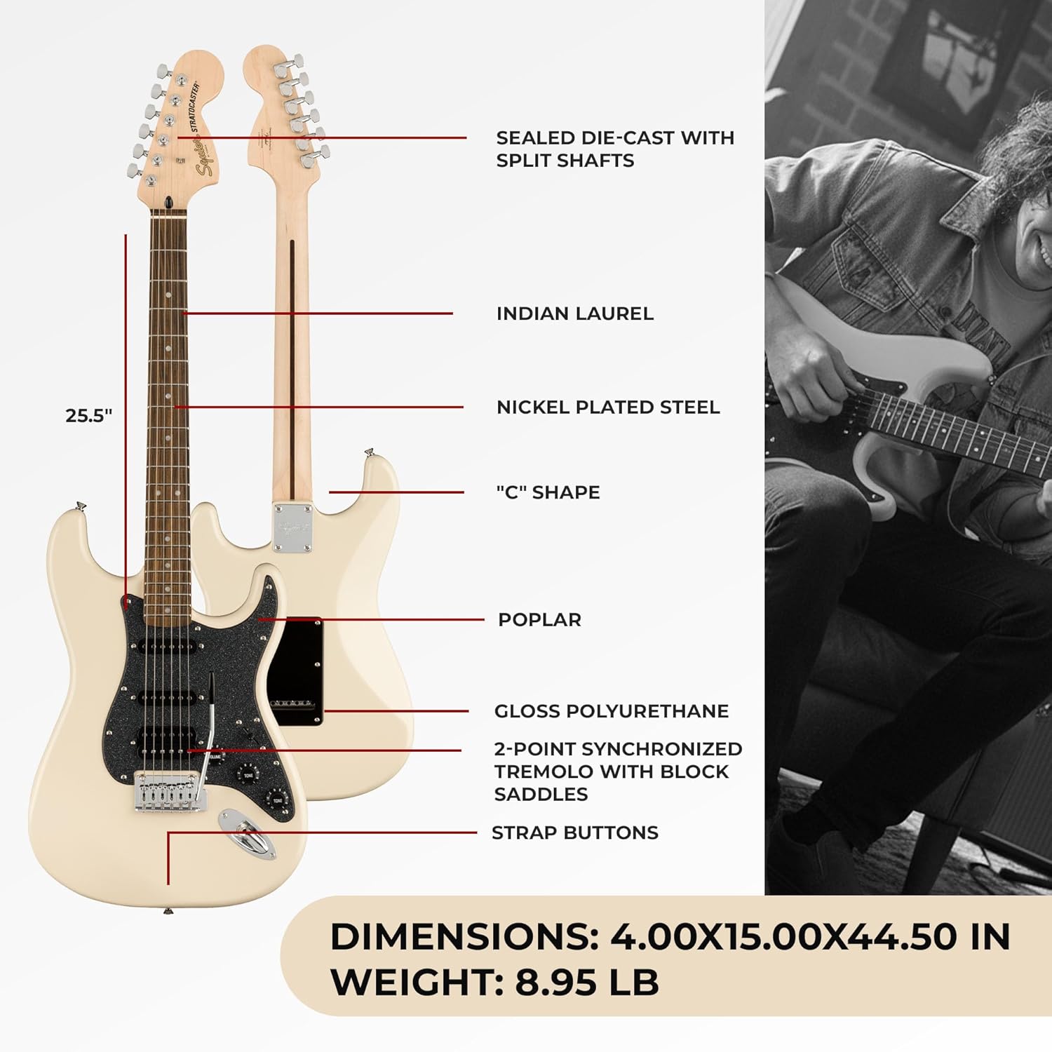 Fender Squier Affinity Stratocaster HSS Electric Guitar - Olympic White