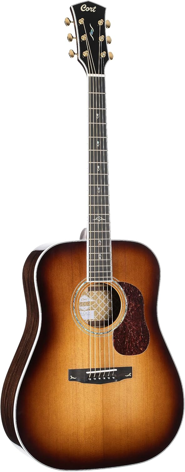 Cort 6 String Acoustic Guitar, Right, Light Burst, Full (GOLDD8LB-U)