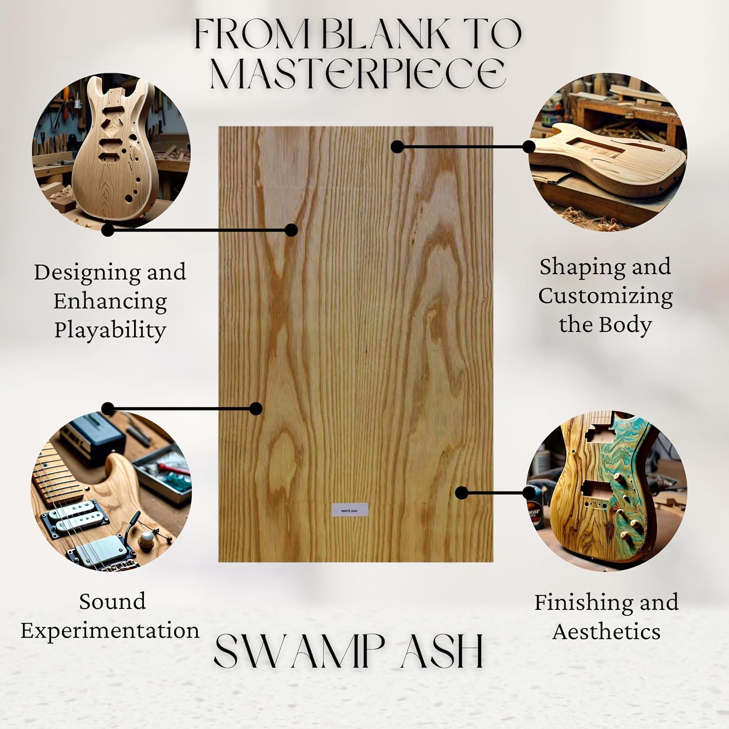 Exotic Wood Zone | Swamp Ash Explorer Electric/Bass Musical Wood Body Blanks | Guitar Luthier Tonewood Suppliers | Unglued Unplaned - 28