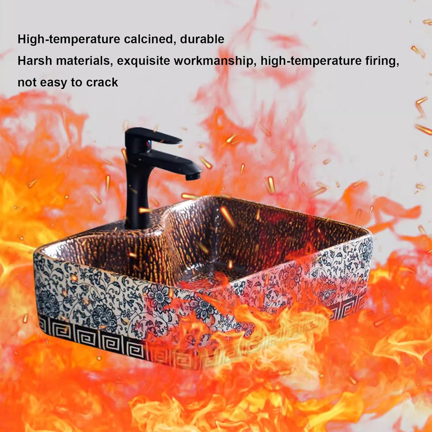 Bathroom Sink Corner, Corner Wall Mount Wash Basin, Bathroom Sink with Towel Rack,Blue and White Style