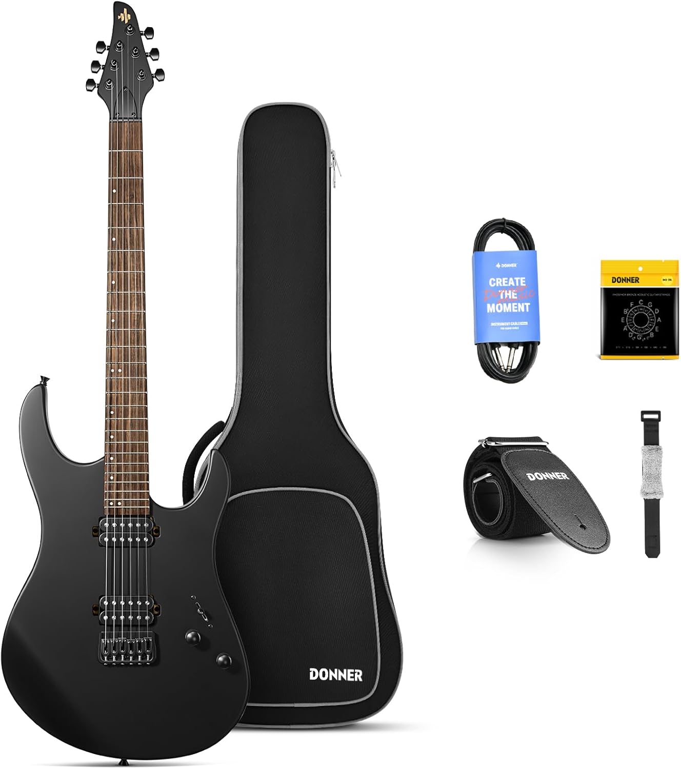 DMT-100 Solid Body Electric Guitar, 39 Inch Metal Electric Guitar, Matte Black and DEA-20 Electric Guitar Amp 20W