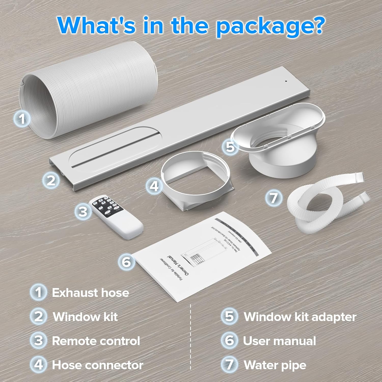 ZAFRO Portable Air Conditioner 8000 BTU (ASHRAE) Cools up to 350 Sq. Ft., Remote Control, LED Display, 4-in-1 Modes Portable AC Unit with Window Kits for Bedroom, Home, Dorm, Office, White