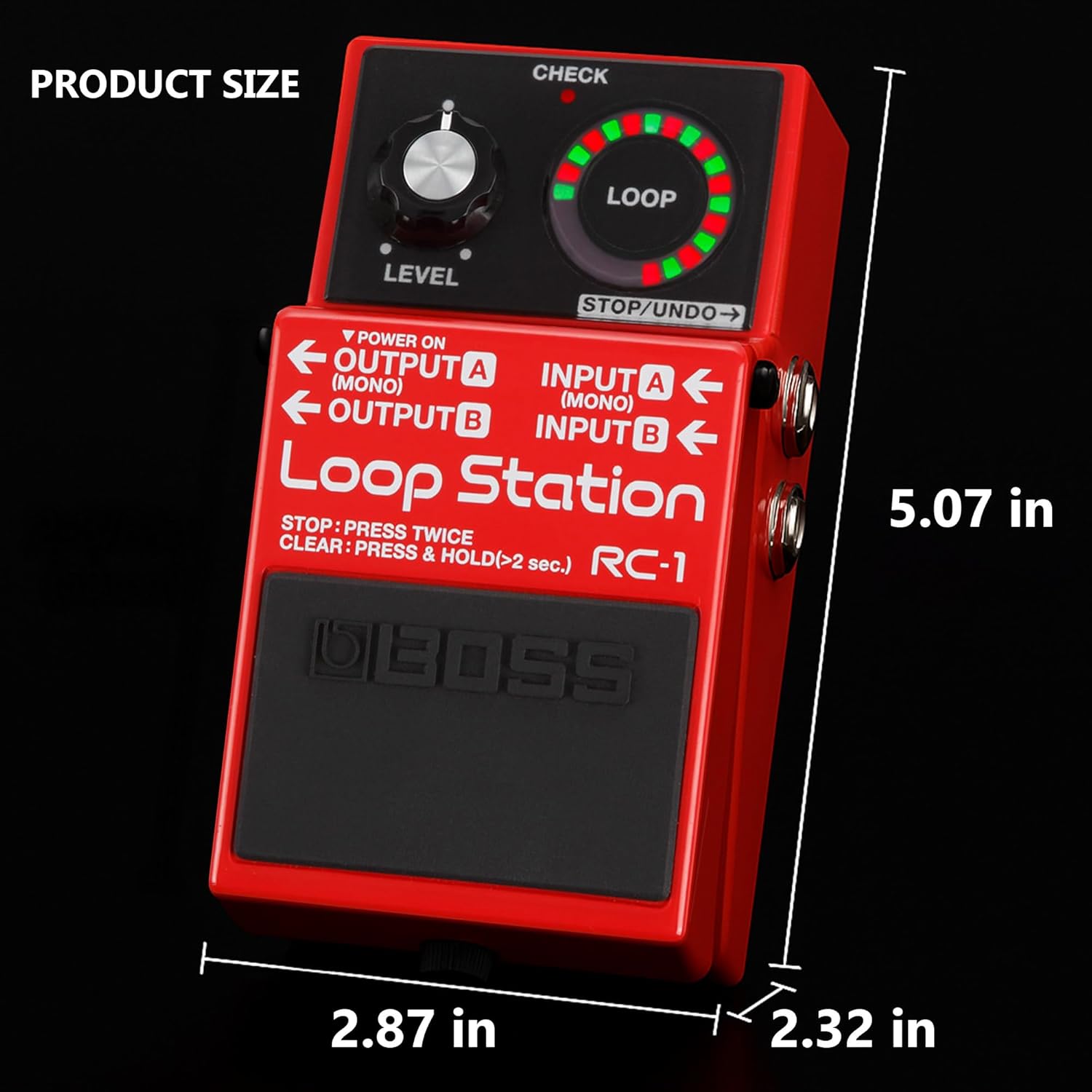 Boss RC-1 Loop Station Bundle with Gearlux Power Supply, Instrument Cable, Patch Cable, and Picks