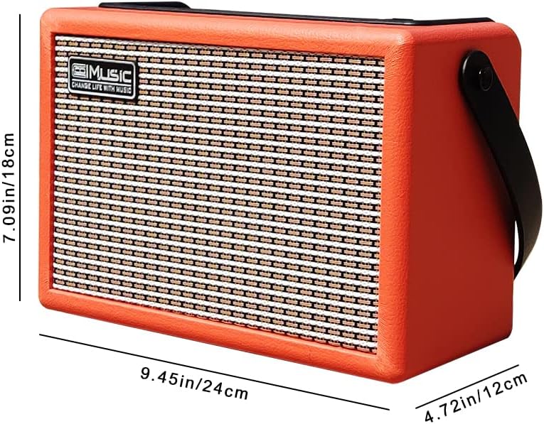 Acoustic/Electric Guitar Amplifier, with 3-Year Warranty,15 Watt Portable Bluetooth Speaker for Guitar Acoustic/Electric with Reverb Effect, 2 Band EQ,Orange