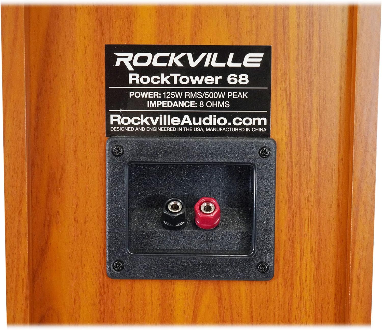 Rockville RockTower 68C Passive Tower Speaker, 8 Ohm, Classic Wood Grain, 500W Peak, 3-Way, Dual 6.5