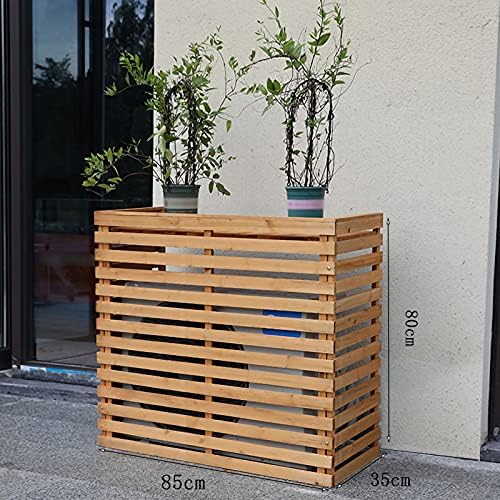 Solid Wood Air Conditioner Cover for Outdoor Use Flower Shelf Decorative Balcony Shielding Host Air Conditioning Frame Natural 85x35x80