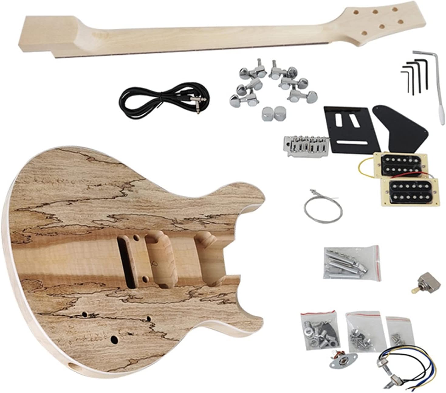 DIY Electric Guitar Kit 38 Inches DIY Unfinished Electric Guitar Kits Basswood Body Musical Instrument Guitar with All Hardwares (Color : 01)