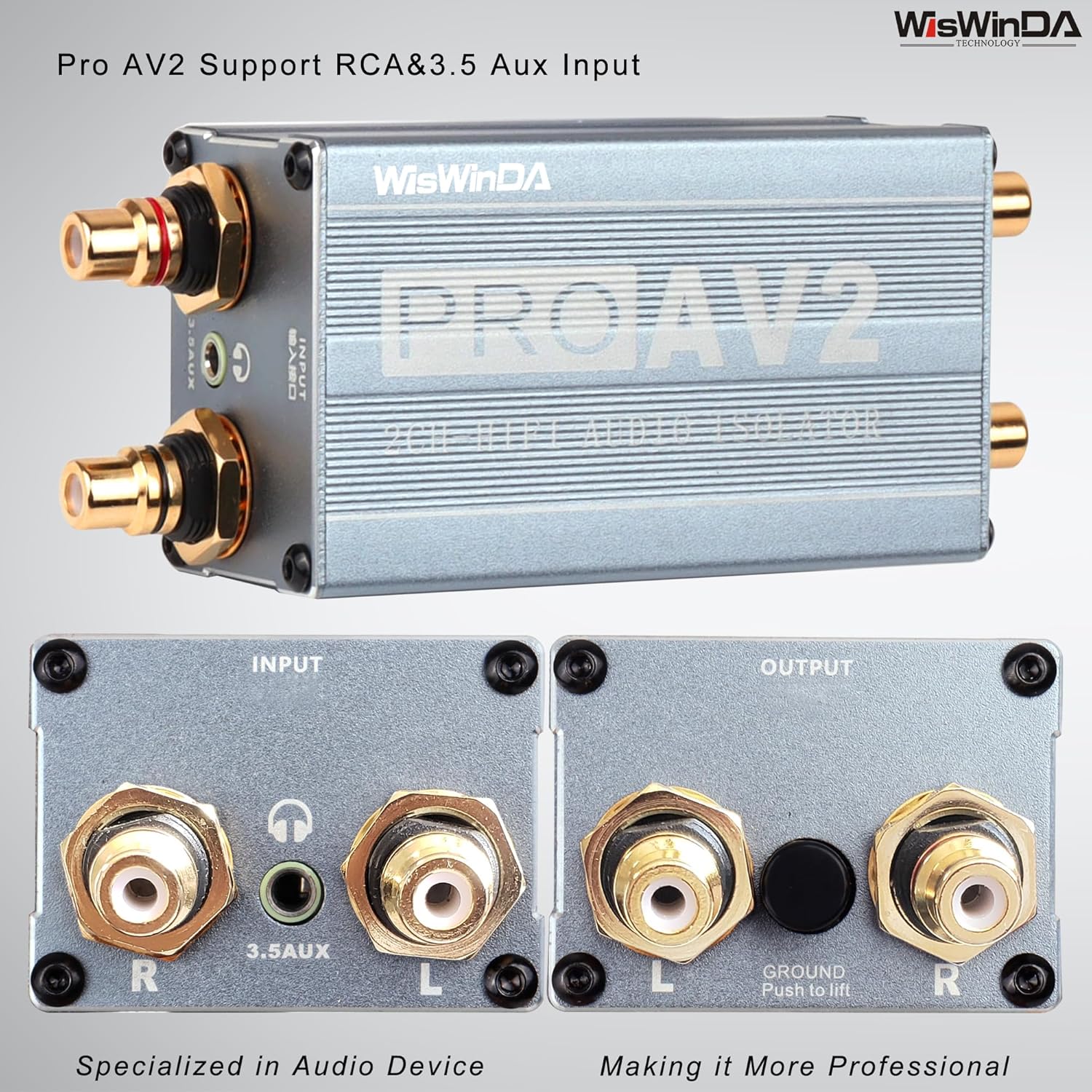 Pro 2Channels RCA Noise Filter Hum Eliminator Ground Loop Isolator (No Affect Bass) for HiFi Stereo Home Theater Car Audio Player (Silver-Gray (2CH HiFi Stereo RCA))