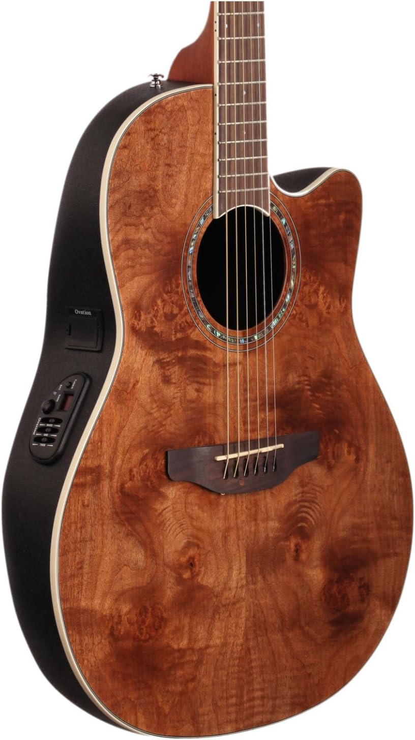 Ovation Celebrity Standard Exotic Mid-Depth Acoustic-Electric Guitar, Nutmeg Burled Maple (CS24P-NBM)