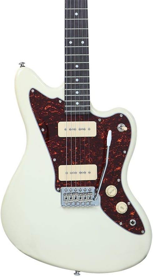 Monoprice Offset OS30 DLX Electric Guitar - Right Handed, Basswood-Body, White - Indo Series