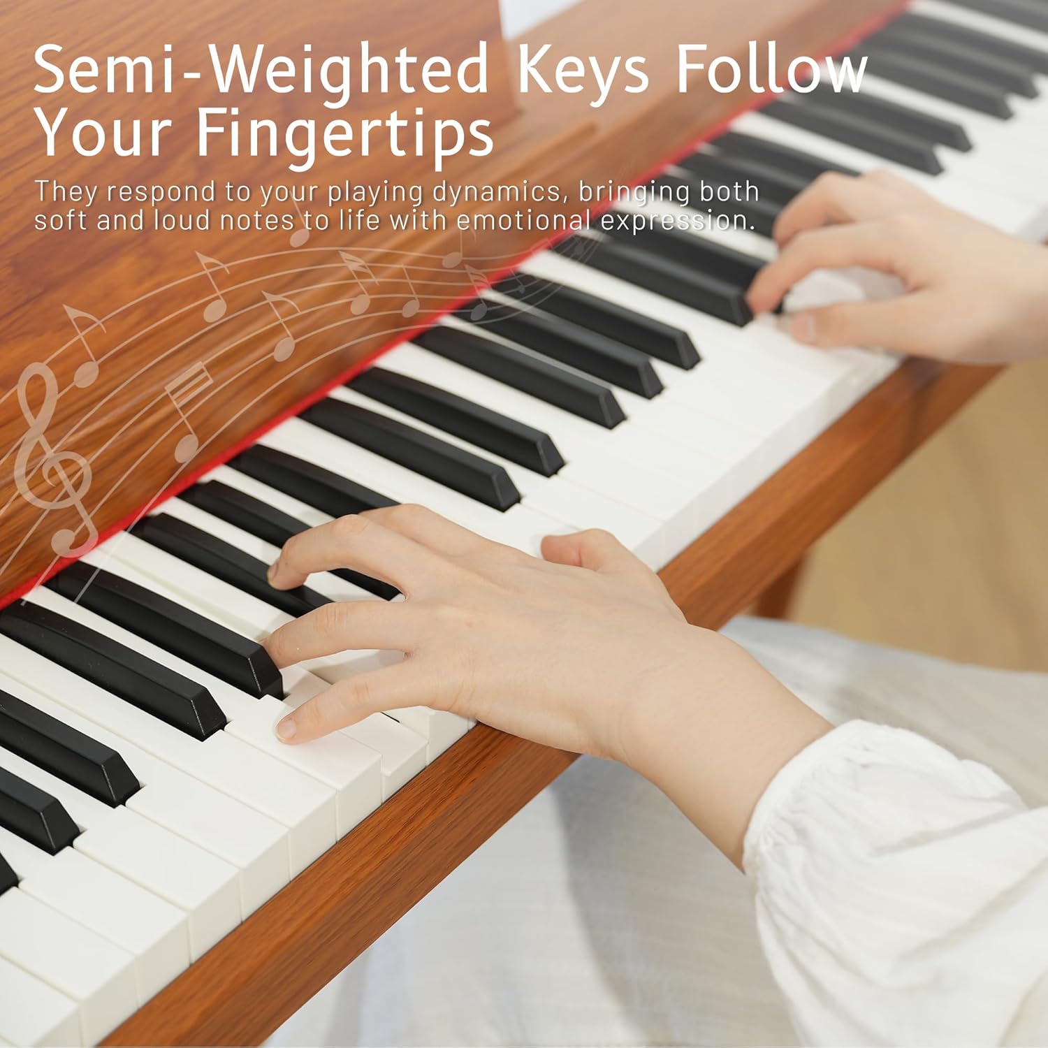 Digital Piano 88 Key Weighted Keyboard, Full-size Electric Piano for Beginners, with Triple Pedal, Sheet Music Stand,Supports USB-MIDI&BLUETOOTH Connecting, Retro Wood Color