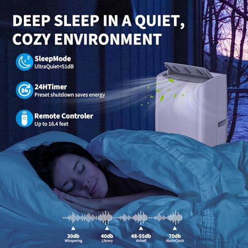 Portable Air Conditioner 14000 BTU, 3-in-1 Portable AC Units with Remote Control, Conditioner Cools Up to 750 Sq.Ft, Auto-Evaporation Low Noise Portable AC Unit Fits for Large Room, Office, Garage, Co