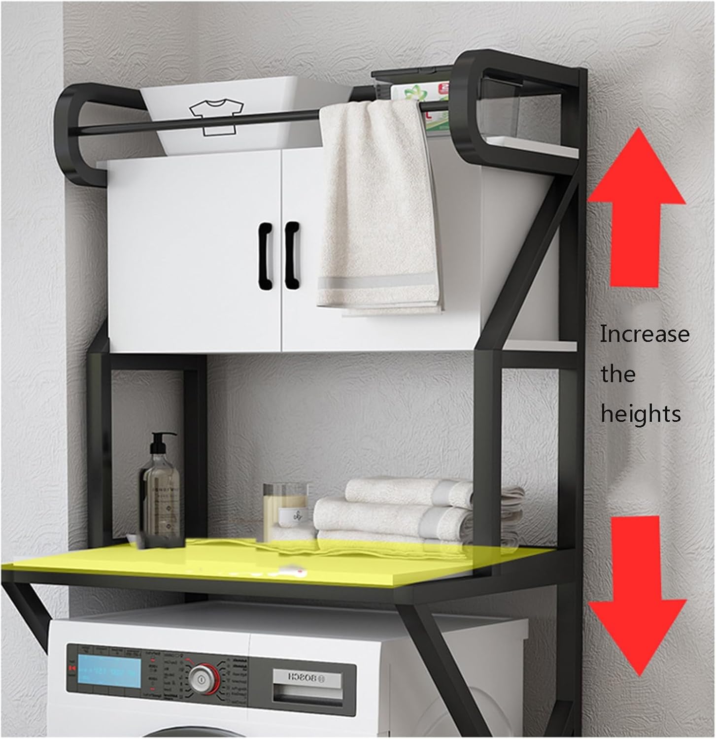 Over Washing Machine Storage Rack, Drum Washing Machine, Balcony Bathroom Stand, Cabinet with Storage Cabinet (C)