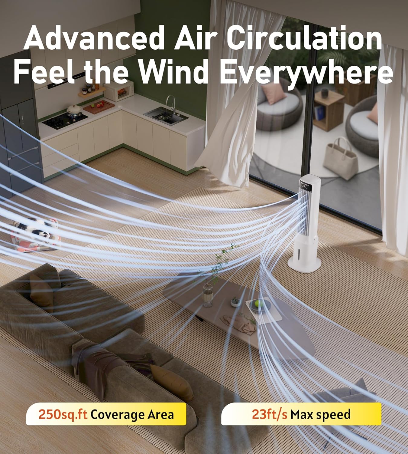 Swamp Cooler Air Conditioner, Evaporative Air Coolers with 120°Oscillating,Windowless Portable Cooling Fan That Blow Cold Air with 24H Timer,3 Speeds Tower Fans for Bedroom Room Indoor,36IN