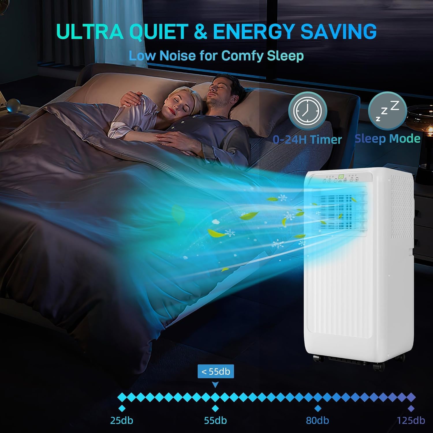 10,000 BTU Portable Air Conditioner - Cools Up to 450 Sq.Ft, 4-in-1 AC Unit with Remote Control & Window Kit, 24-Hour Timer, Energy Efficient, Quiet Operation for Rooms, Home, Office